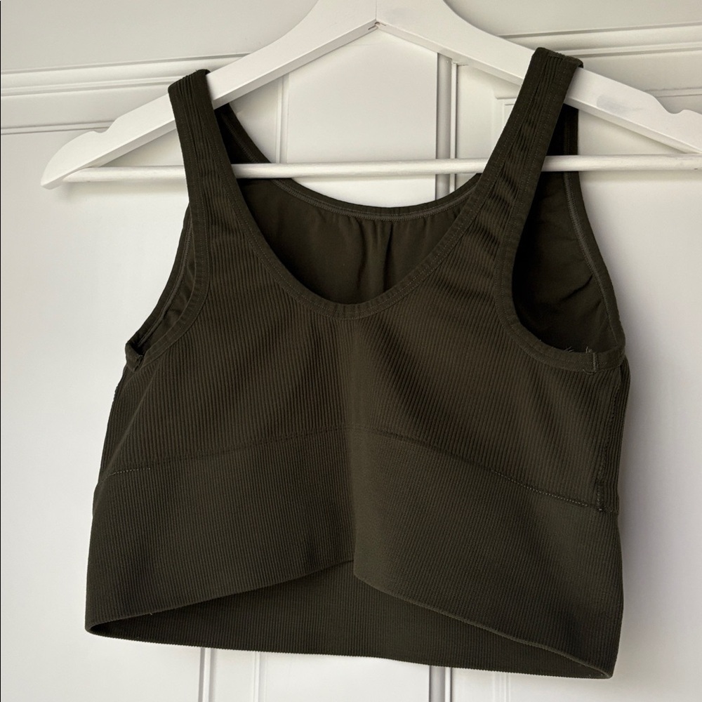 Victoria’s Secret Sport Olive Green Ribbed Women's Tank Bra Top Large - Picture 4 of 4